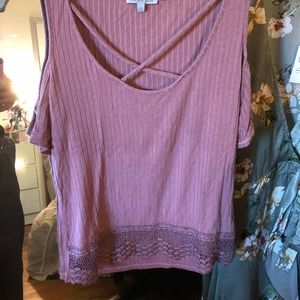 pink off the shoulder top